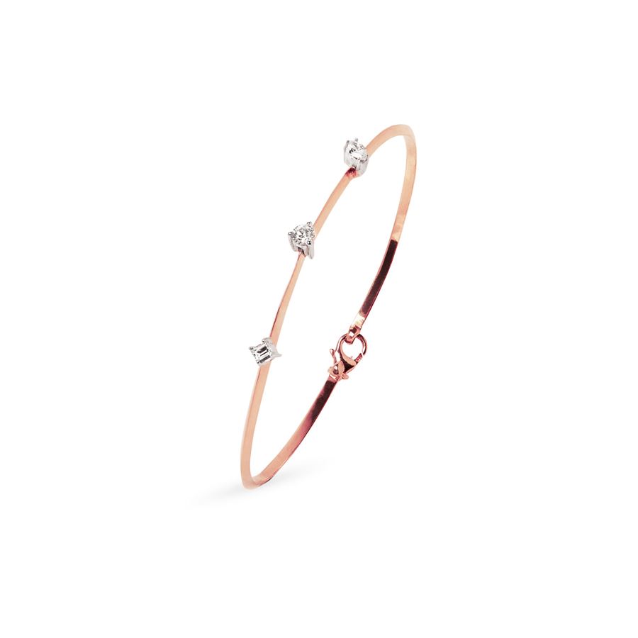 Rigid wire bracelet with 3 diamonds BALANCE | BR PR TO MQAU9R CT0,35